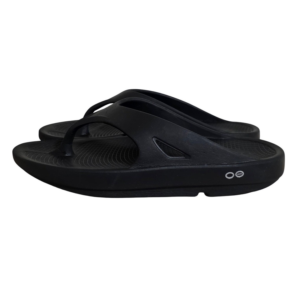 OOFOS Recovery Sandals Unisex Mens 8 Womens 10 Black Flip Flop Comfort - Picture 3 of 7
